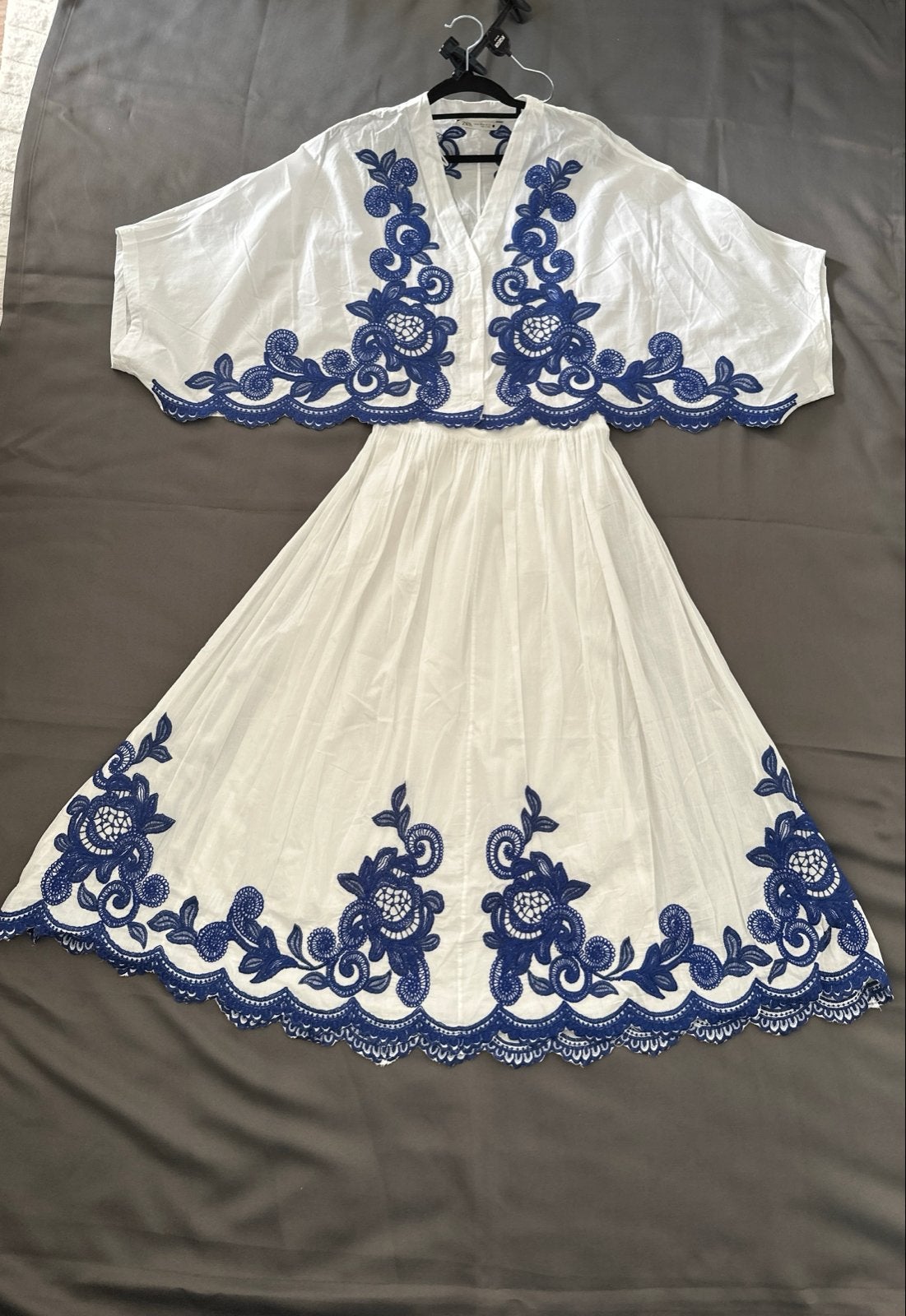 Zara Co-ord set broderie anglaise XS/S, Ophalen of Verzenden, Zo goed als nieuw, Maat 36 (S), Wit