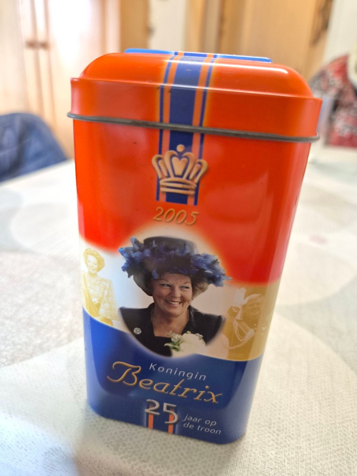 De Ruijter Oranje Feest Hagelslag Blik Koningin Beatrix, Ophalen of Verzenden, Gebruikt, Nederland, Overige typen