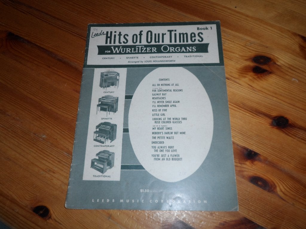 Hits of our times for wurlitzer organs - hollingsworth, Muziek en Instrumenten, Bladmuziek, Gebruikt, Ophalen of Verzenden, Artiest of Componist