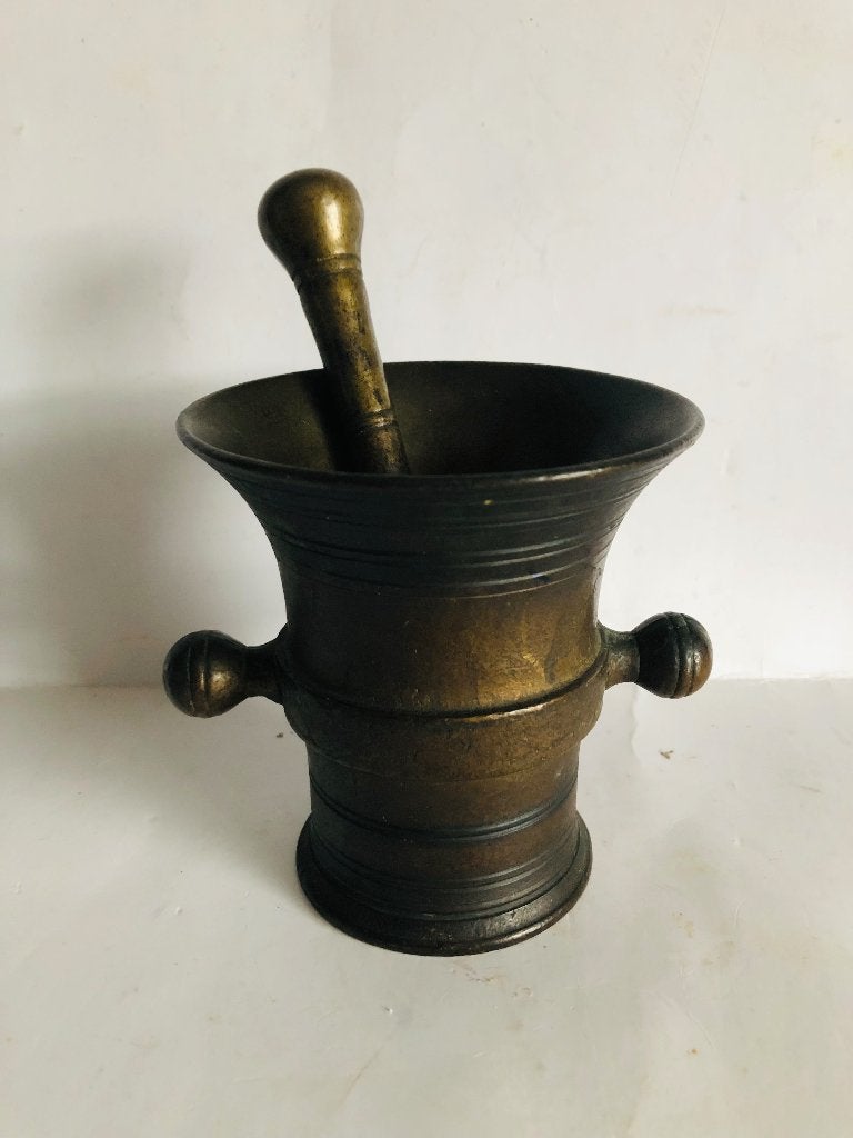 antieke bronzen vijzel met stamper, Antiek en Kunst, Ophalen of Verzenden