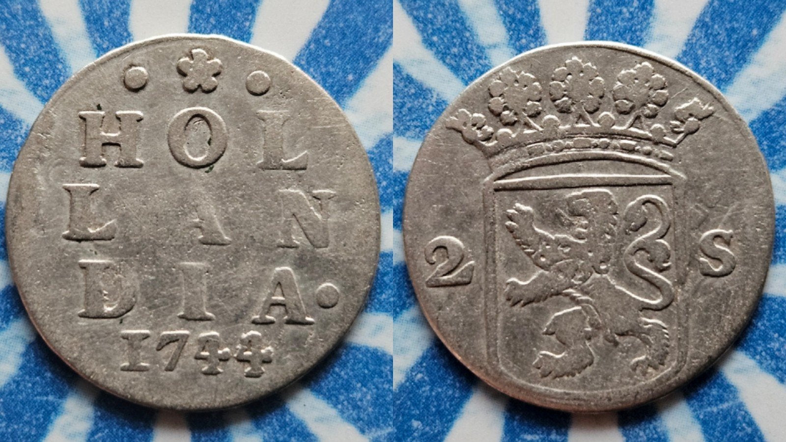 Oude zilveren munt dubbele stuiver Holland 1744 overslag?, Vóór koninkrijk, Zilver, Losse munt, Overige waardes