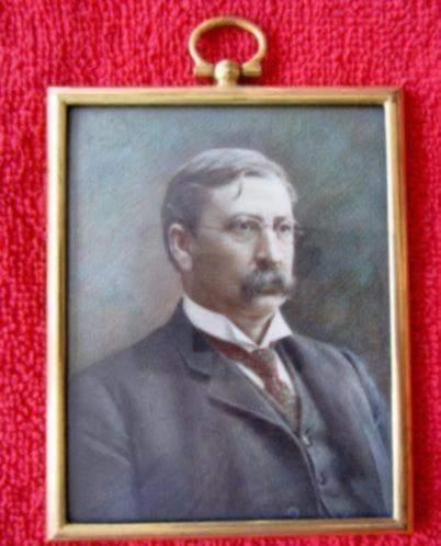 ==man met snor===uit 1917====gesigneerd miniatuurportret==, Antiek en Kunst, Ophalen of Verzenden