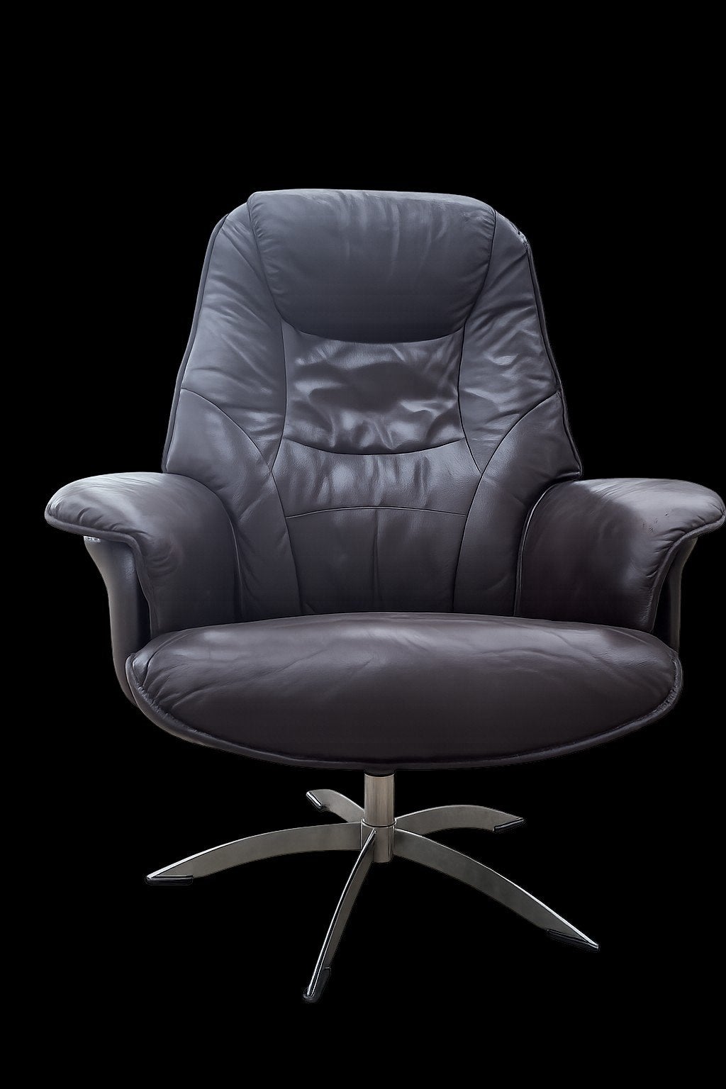 Hjort knudsen leren fauteuil, draaibaar, Ophalen, Scandinavisch design, Gebruikt, Minder dan 75 cm