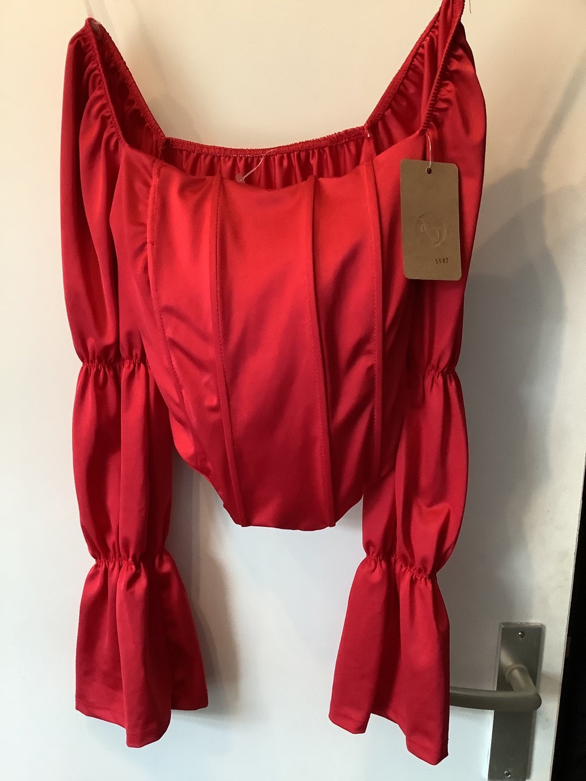 Nieuwe rode crop top met lange mouwen, maat S/M, Nieuw, Ophalen of Verzenden, Lange mouw, Maat 36 (S)