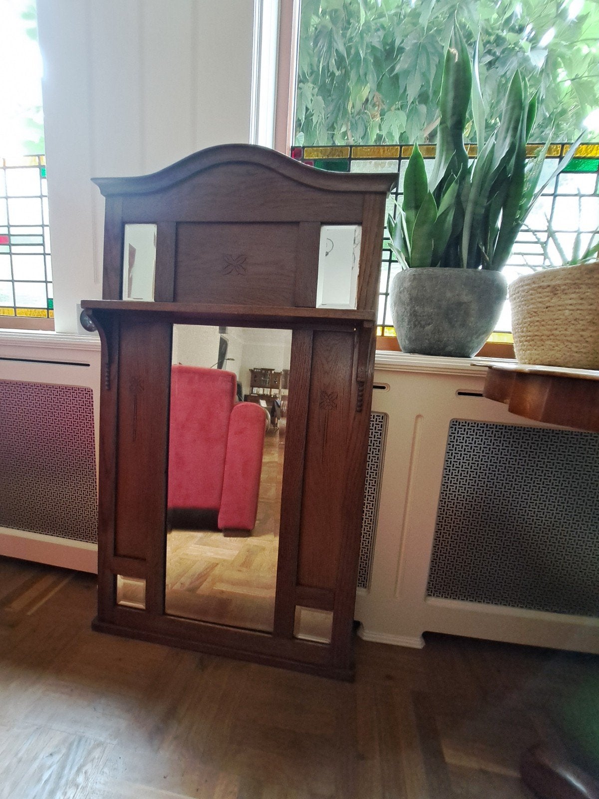 Antieke houten spiegel - 120x65 cm - Goede staat, Ophalen, 50 tot 100 cm, 100 tot 150 cm