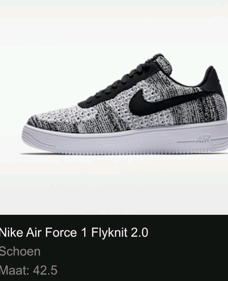 Nike Air Force 1 Flyknit 2.0 - Zo goed als nieuw, Zwart, Nike, Ophalen of Verzenden, Sneakers of Gympen