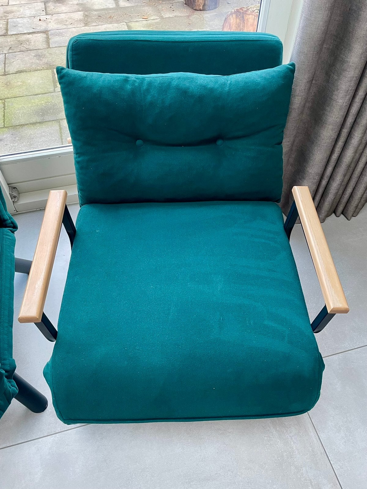 1 persoons relax stoel of bed, Ophalen, 90 cm, Eenpersoons, Blauw