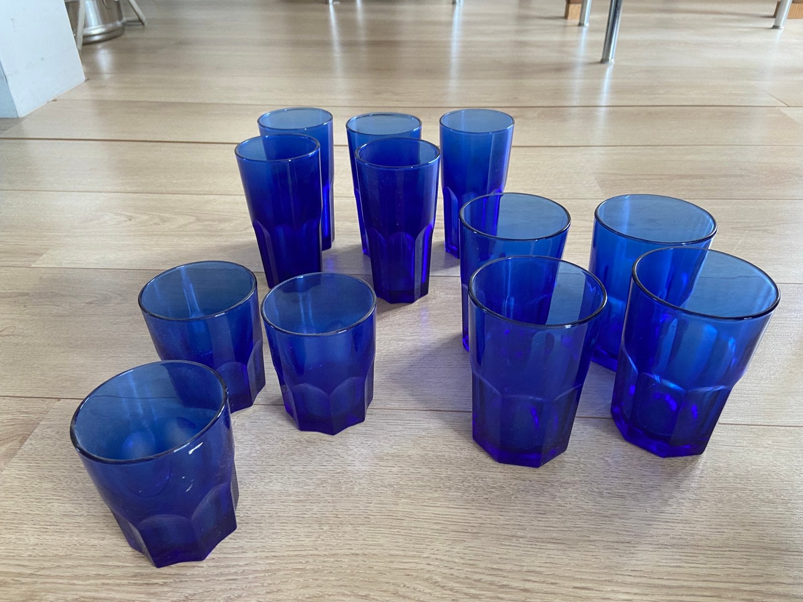 Mooie blauwe drinkglazen, divers formaat., Ophalen, Glas of Glazen, Gebruikt, Glas