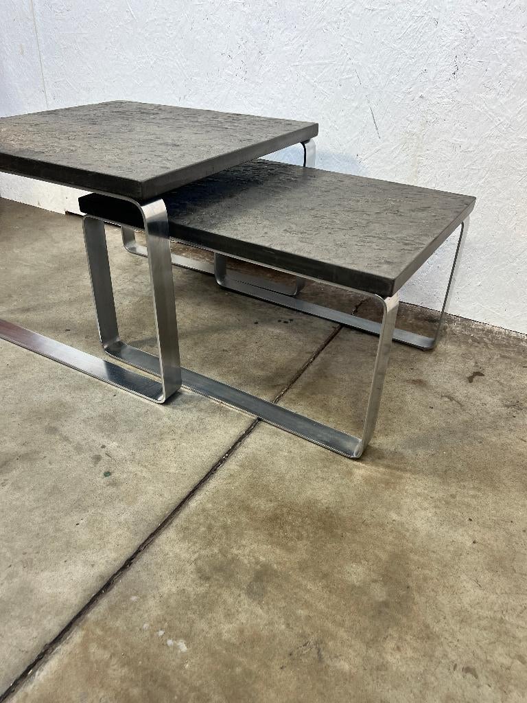 Set Vintage Salontafels, Leisteen, Draenert, België, 1970's, Ophalen, Gebruikt, 50 tot 100 cm, Overige materialen