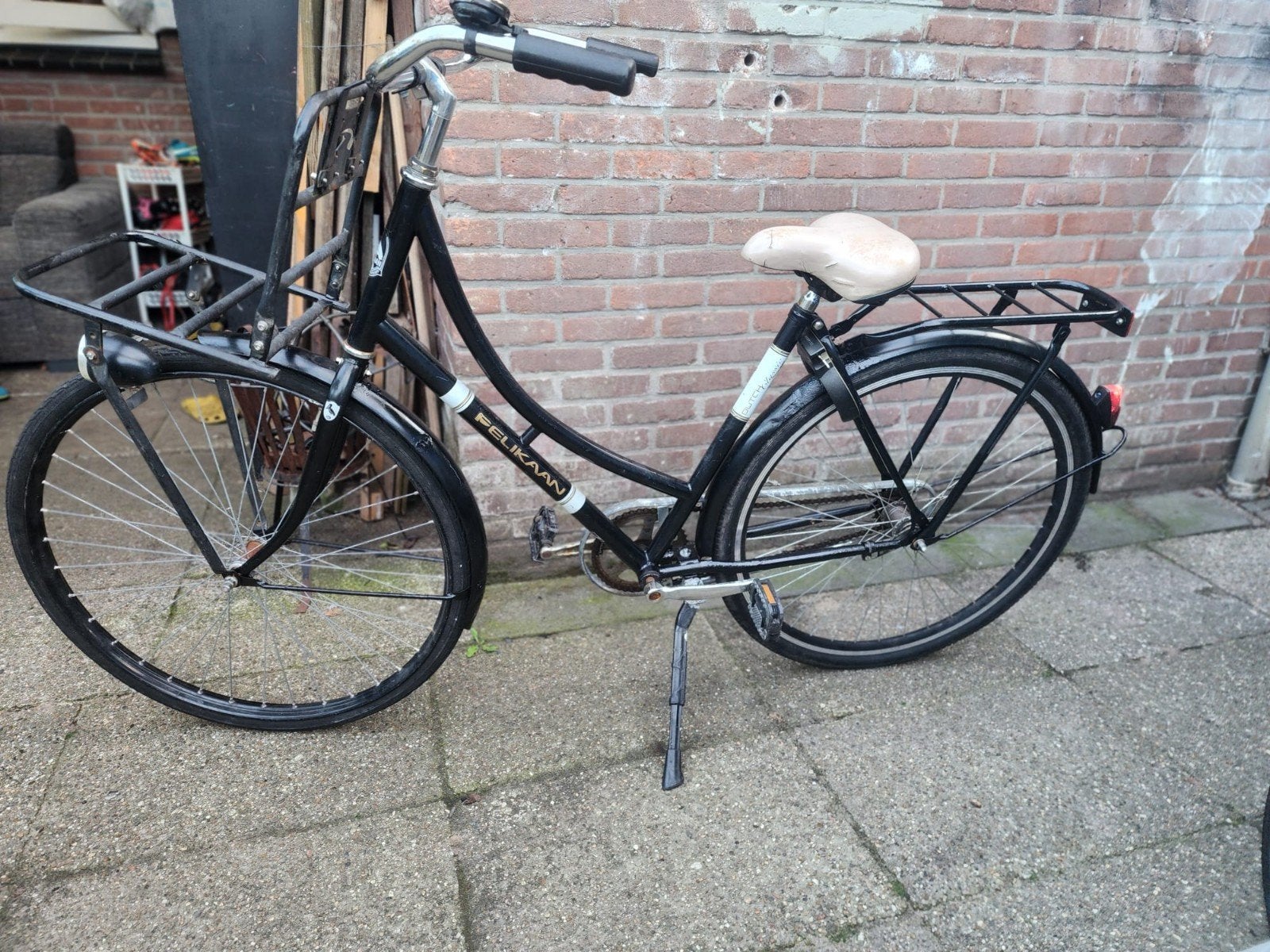 Pelikaan Damesfiets met voordrager, Fietsen en Brommers, Terugtraprem, Ophalen, Overige merken, 53 tot 56 cm
