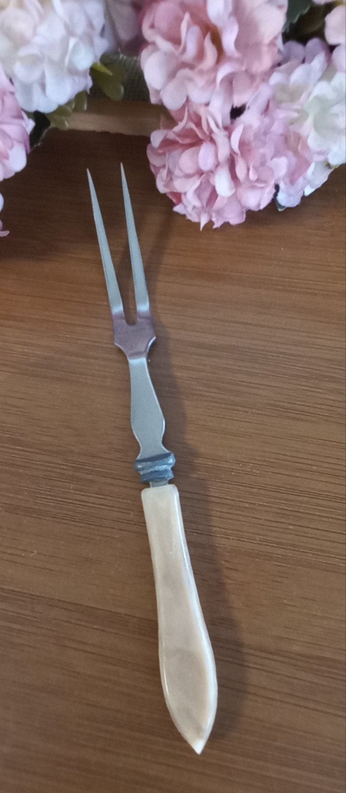 Leuk brocant oud belegvorkje, kunstofhandvat, "parelmoer", Antiek en Kunst, Ophalen of Verzenden