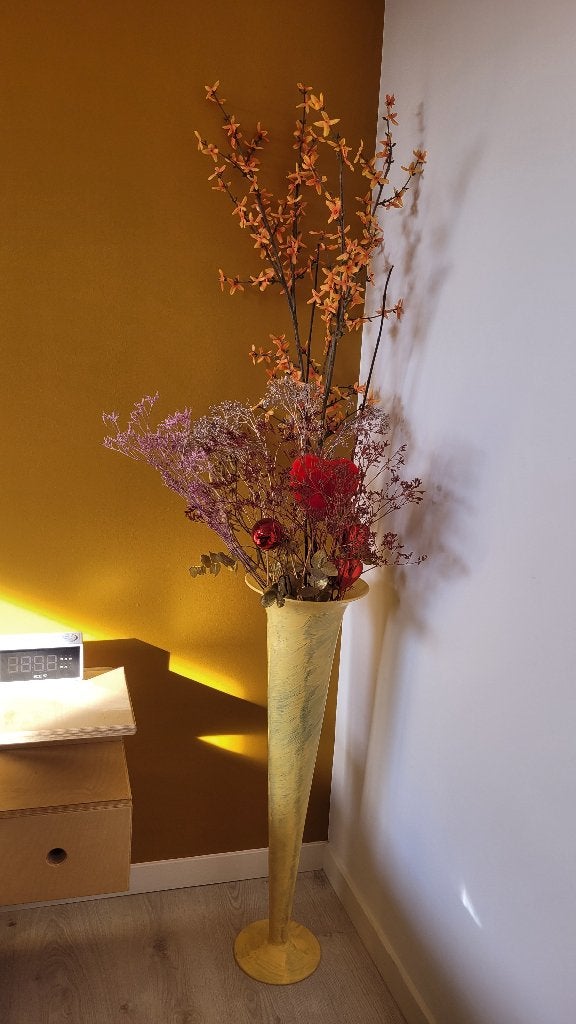 Vaas met mooie gedroogde planten, Ophalen, Geel, Inclusief droogbloemen, 80 cm