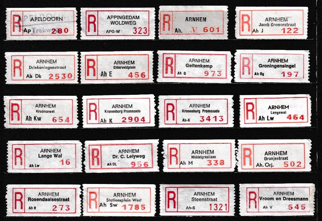80 Verschillende Aantekenstrookjes  (10), Postzegels en Munten, Postzegels | Nederland, Verzenden, Na 1940, Gestempeld