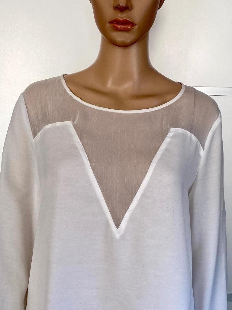 K158 Samsoe Samsoe maat 40=M lange blouse top wit, Kleding | Dames, Maat 38/40 (M), Wit, Ophalen of Verzenden, Zo goed als nieuw