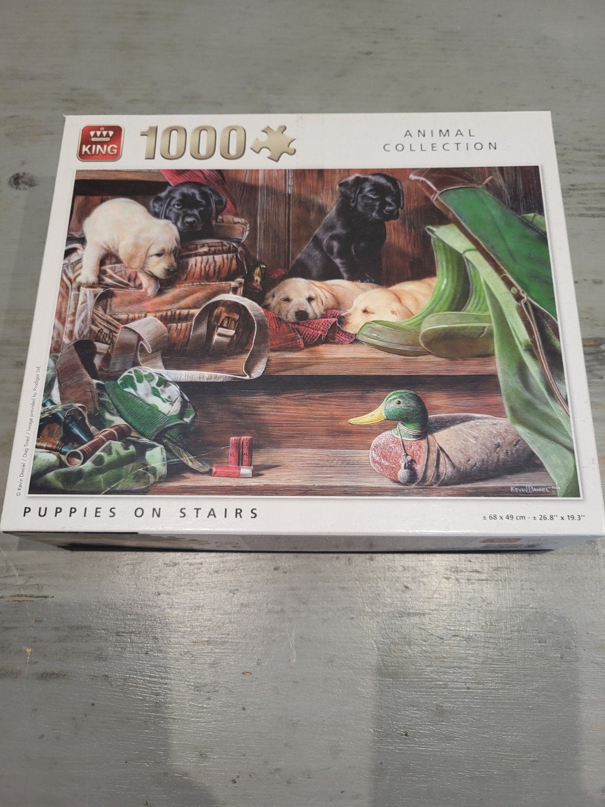 Hondjes op trap, puzzel 1000st, Ophalen of Verzenden, 500 t/m 1500 stukjes, Zo goed als nieuw, Legpuzzel