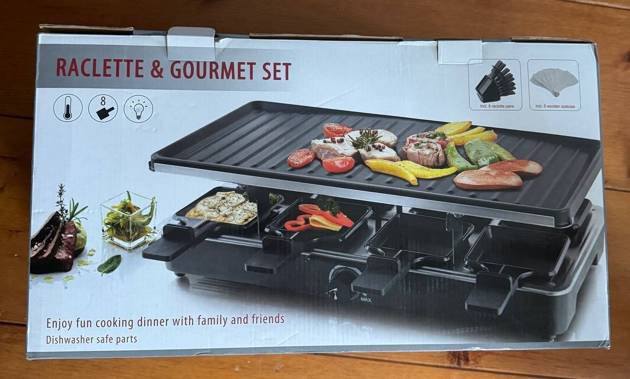 Raclette & Gourmet Set - Nieuw in doos, Ophalen of Verzenden, Vaatwasmachinebestendig, Nieuw, Tafelgrill