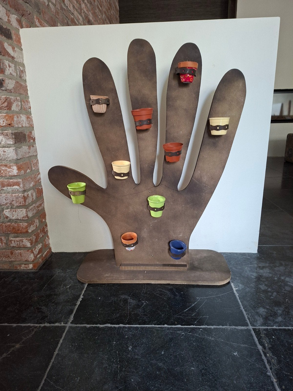 Handgemaakte decoratieve hand met potjes - Uniek thema item, Ophalen, Hout, Gebruikt, Overige stijlen