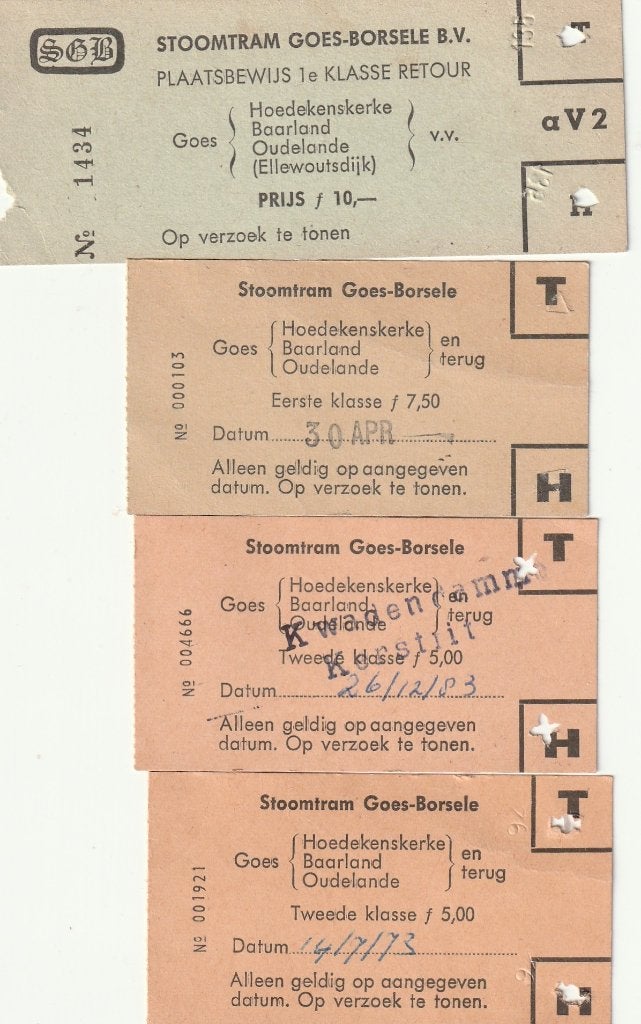 Stoomtram Goes - Borsele 4 plaatsbewijzen, Verzenden, Gebruikt, Tram, Overige typen