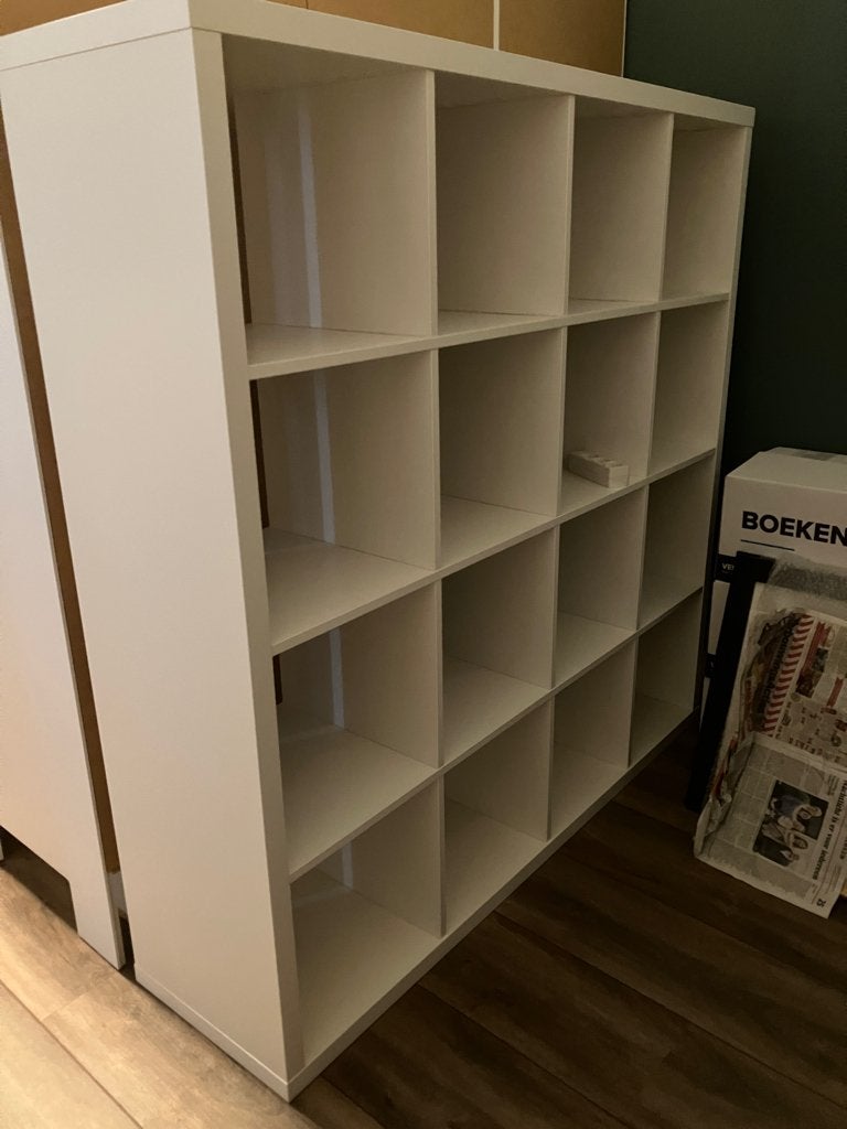 IKEA Kallax kast wit met 16 vakken, Huis en Inrichting, Kasten | Boekenkasten, Ophalen, Gebruikt, 100 tot 150 cm, 100 tot 150 cm