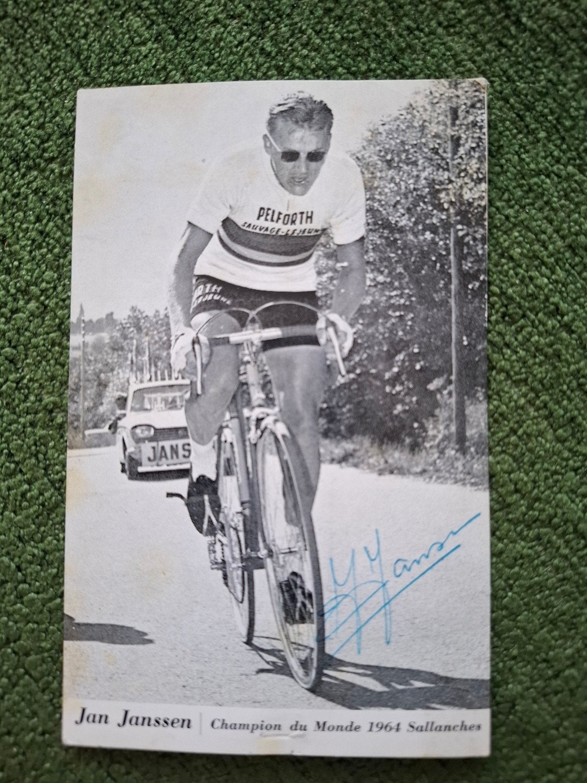 Gesigneerde fotokaart fankaart Jan Jansen Tour de France, Ophalen of Verzenden, Buitenlandse clubs, Spelerskaart