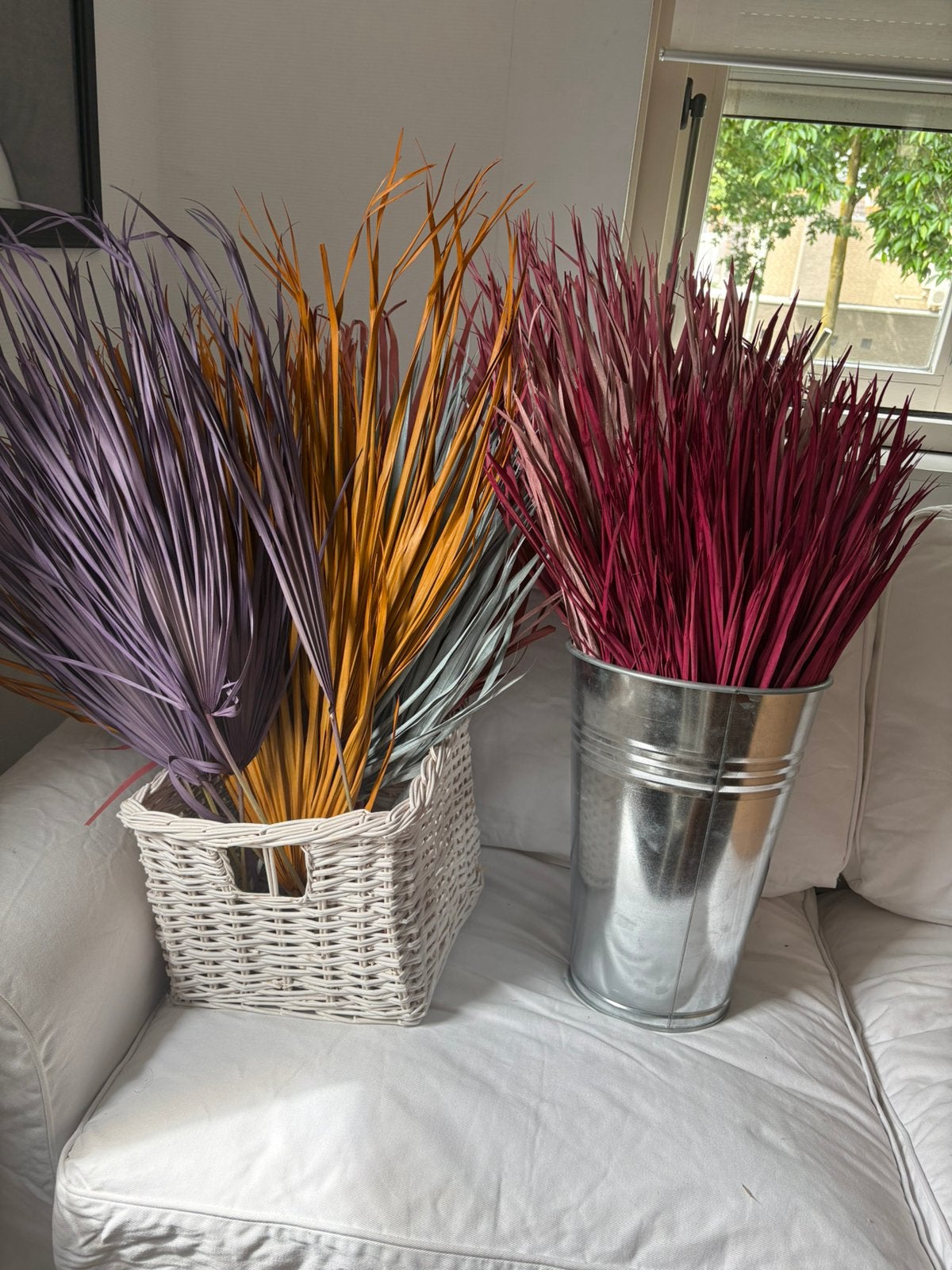 55 stuks Gedroogd palmblad in verschillende kleuren, Ophalen, Zo goed als nieuw