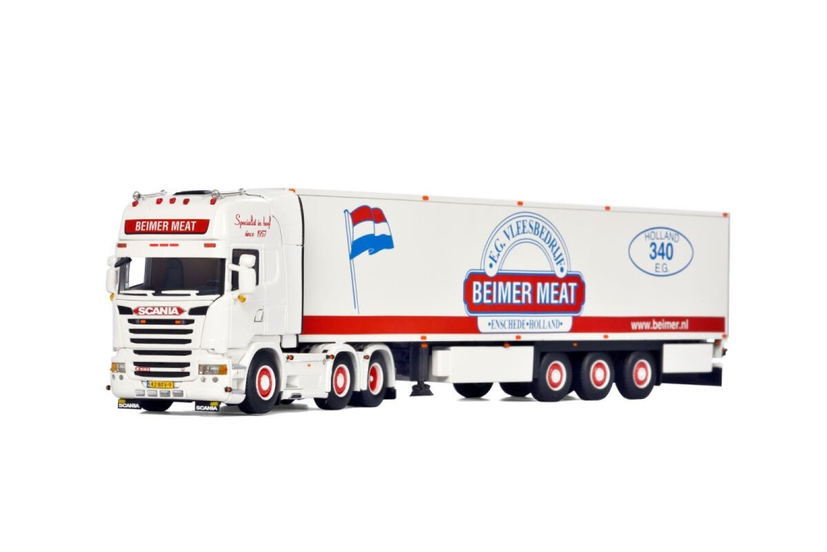 Wsi Scania Beimer Meat, Hobby en Vrije tijd, Modelauto's | 1:50, Ophalen of Verzenden, Nieuw, Bus of Vrachtwagen, Wsi