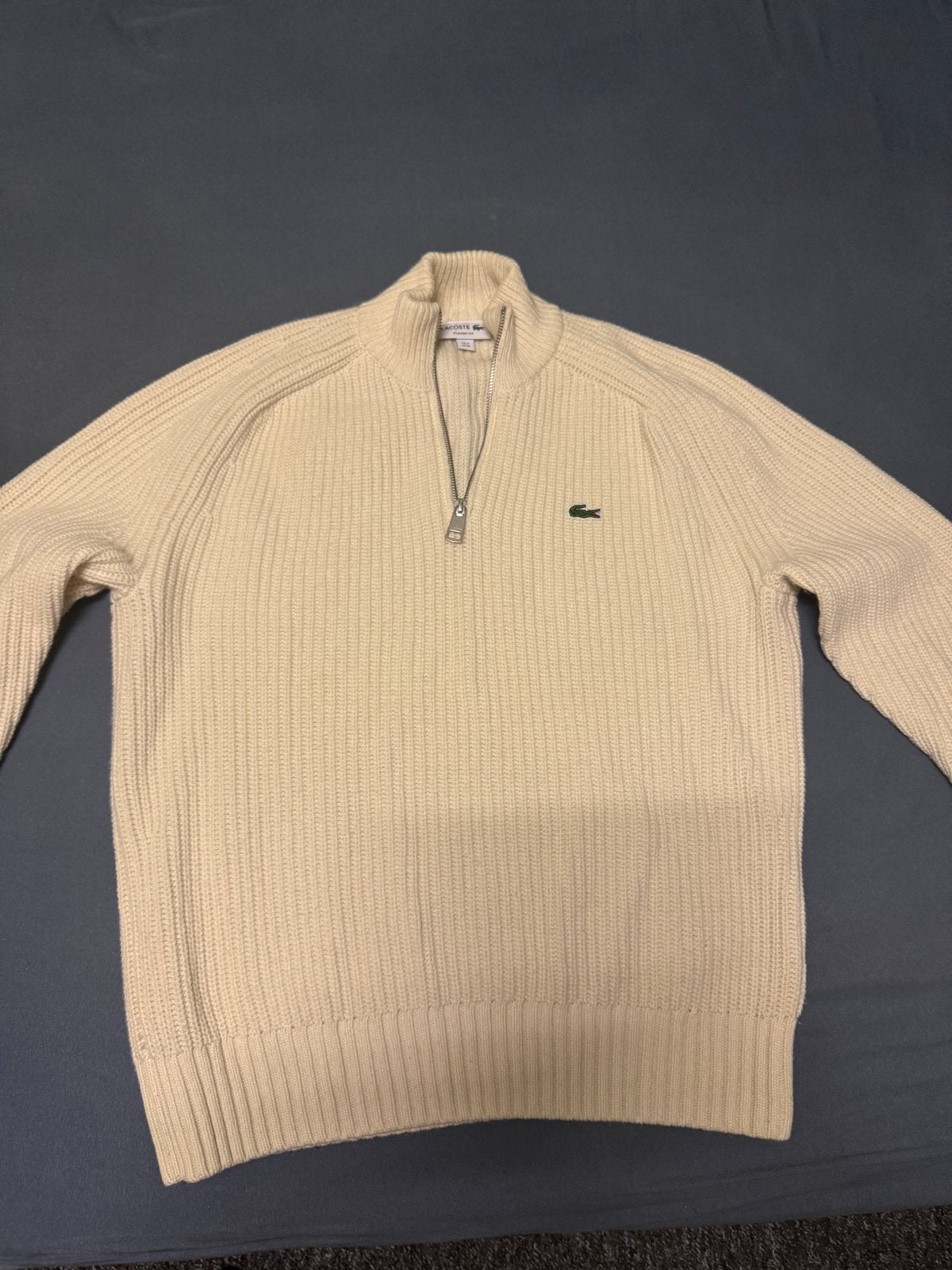 Lacoste trui met rits - Crème - Maat L EN M, Verzenden, Zo goed als nieuw, Maat 52/54 (L), Overige kleuren