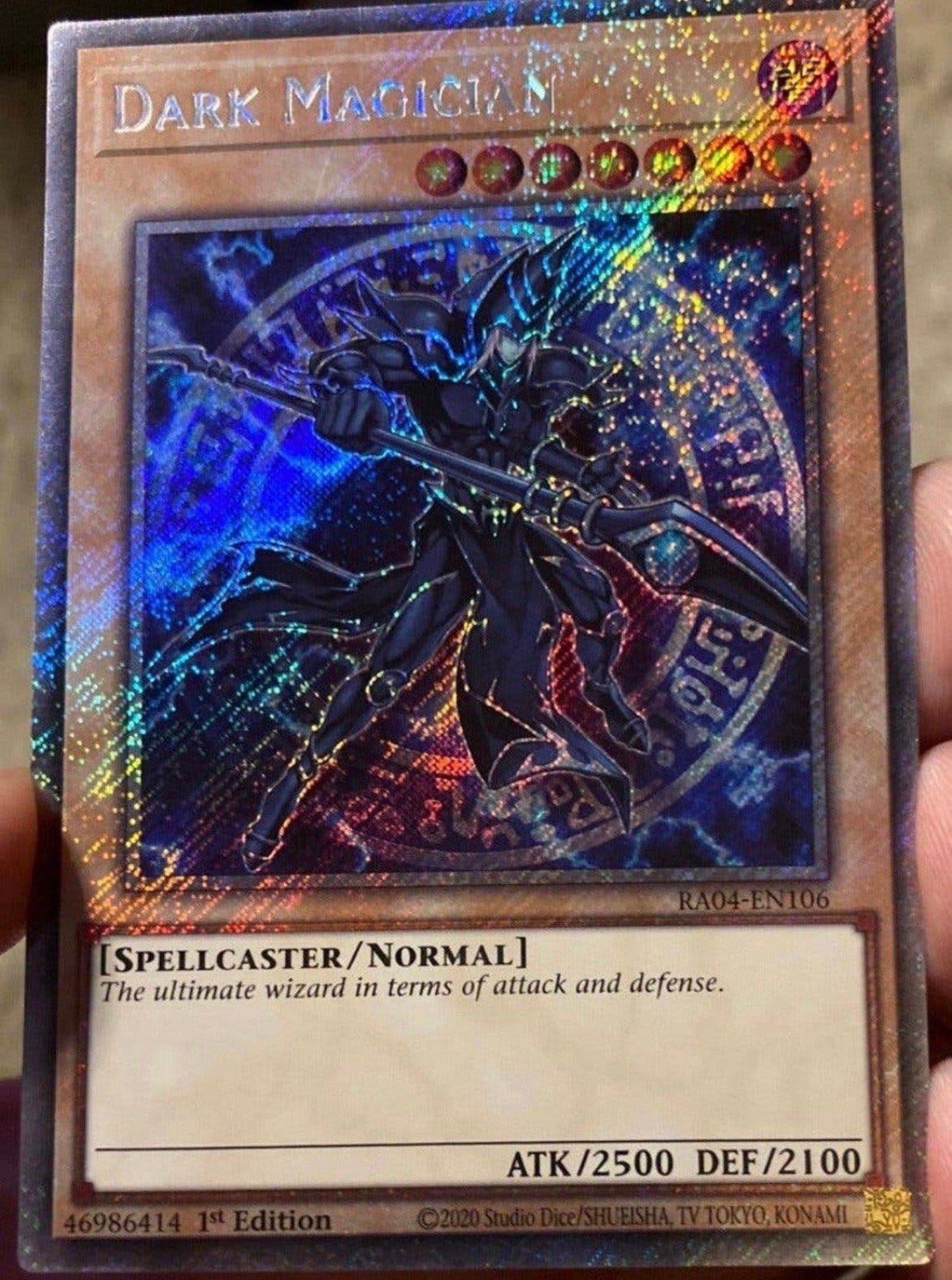 Yu-Gi-Oh! Dark Magician RA04 1st Edition Mint !, Ophalen of Verzenden, Zo goed als nieuw, Losse kaart, Foil