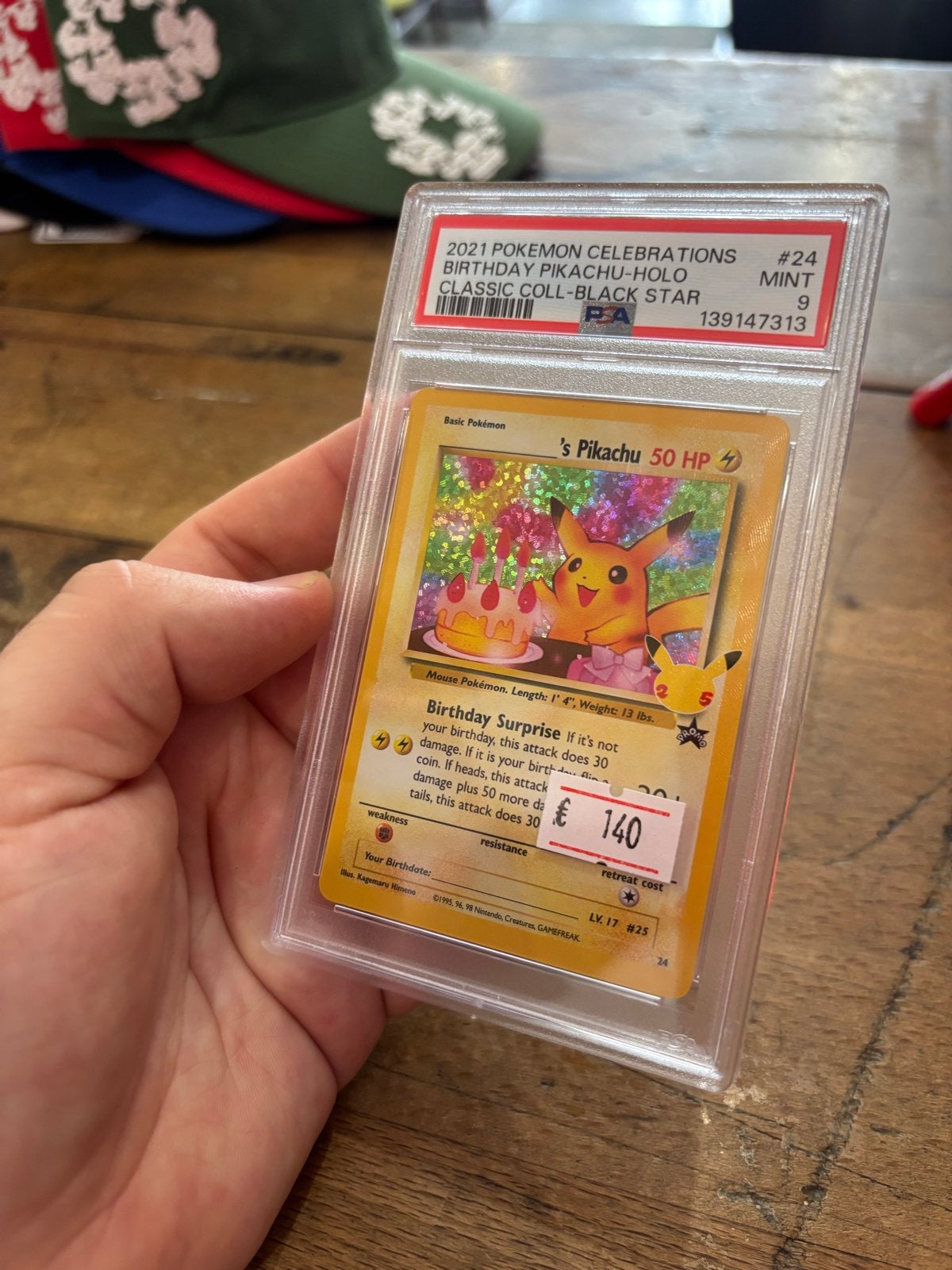 PSA 9 Birthday Pikachu Holo 2021 Celebrations Pokémon Kaart, Ophalen of Verzenden, Zo goed als nieuw, Losse kaart, Foil