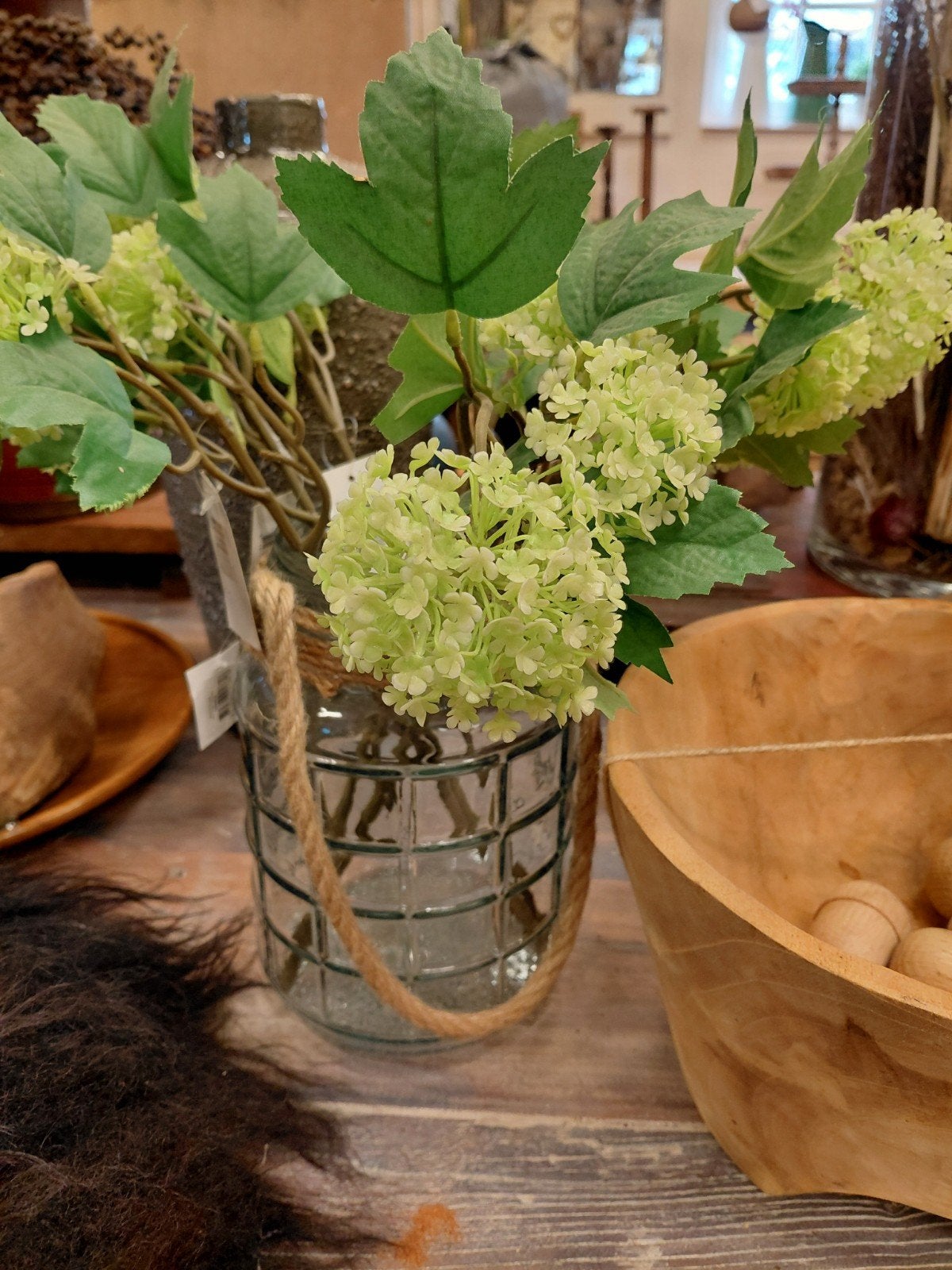 Zijden Hortensia Kunstbloem - Realistische Decoratie, Binnen, Groen, Kunstbloem, Ophalen of Verzenden