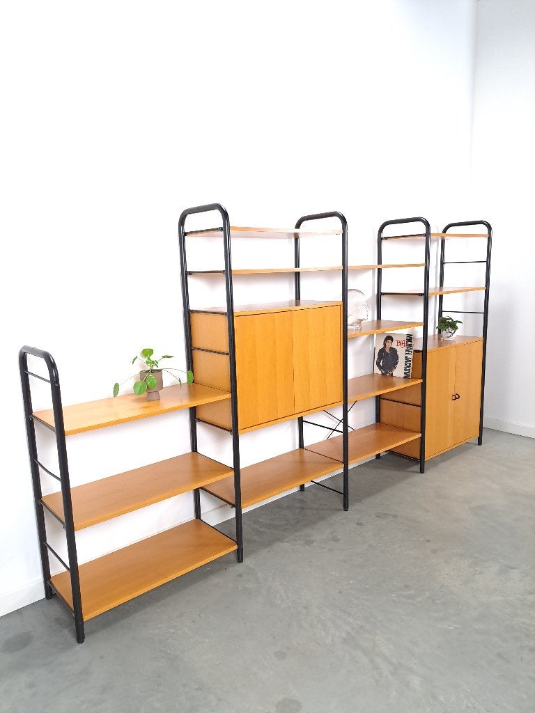 Ikea modulair wandsysteem Niklas met kasten en planken, Huis en Inrichting, 300 cm of meer, Ophalen of Verzenden, Kersenhout, 150 tot 200 cm