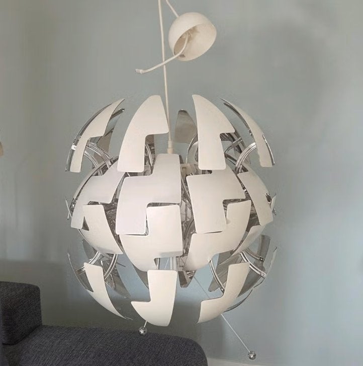 Grote IKEA lamp PS 2014 Wit Zilver/chroom - 52 cm groot, Ophalen, Gebruikt, Kunststof, E27 (groot)