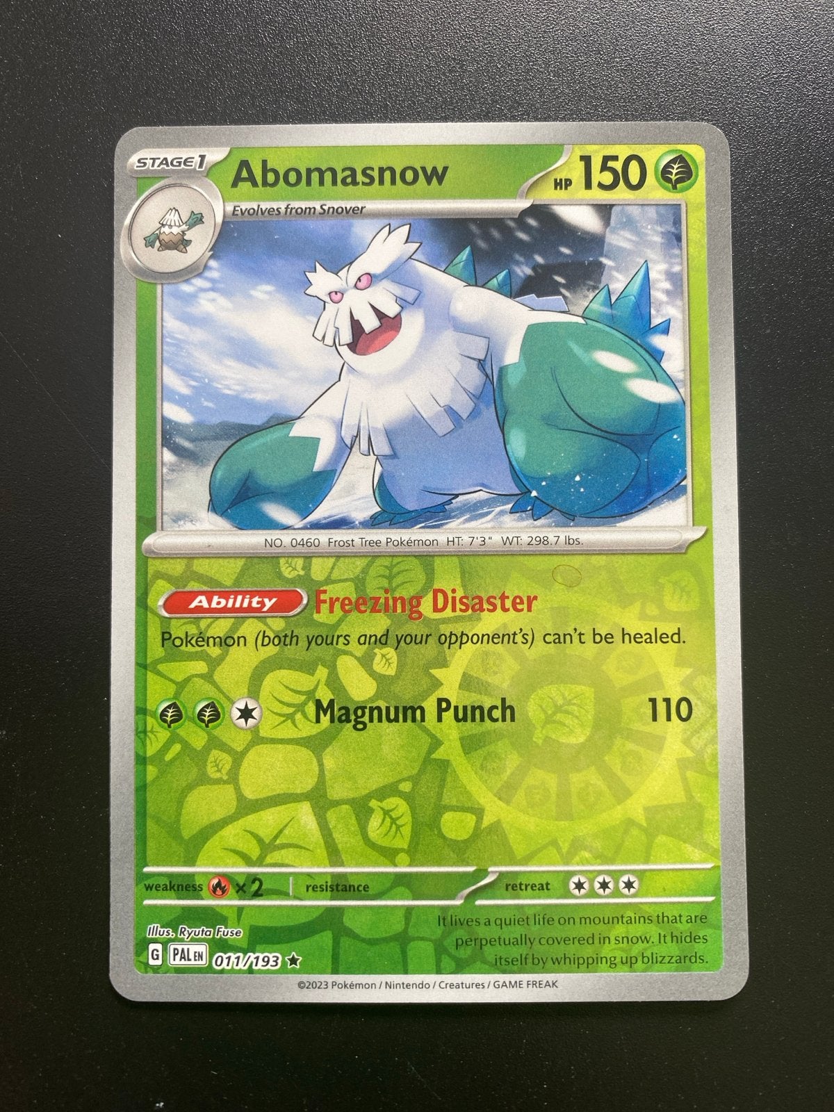 Abomasnow 011/193 Rare Reverse Holo Pokémon Paldea Evolved, Ophalen of Verzenden, Zo goed als nieuw, Losse kaart, Foil