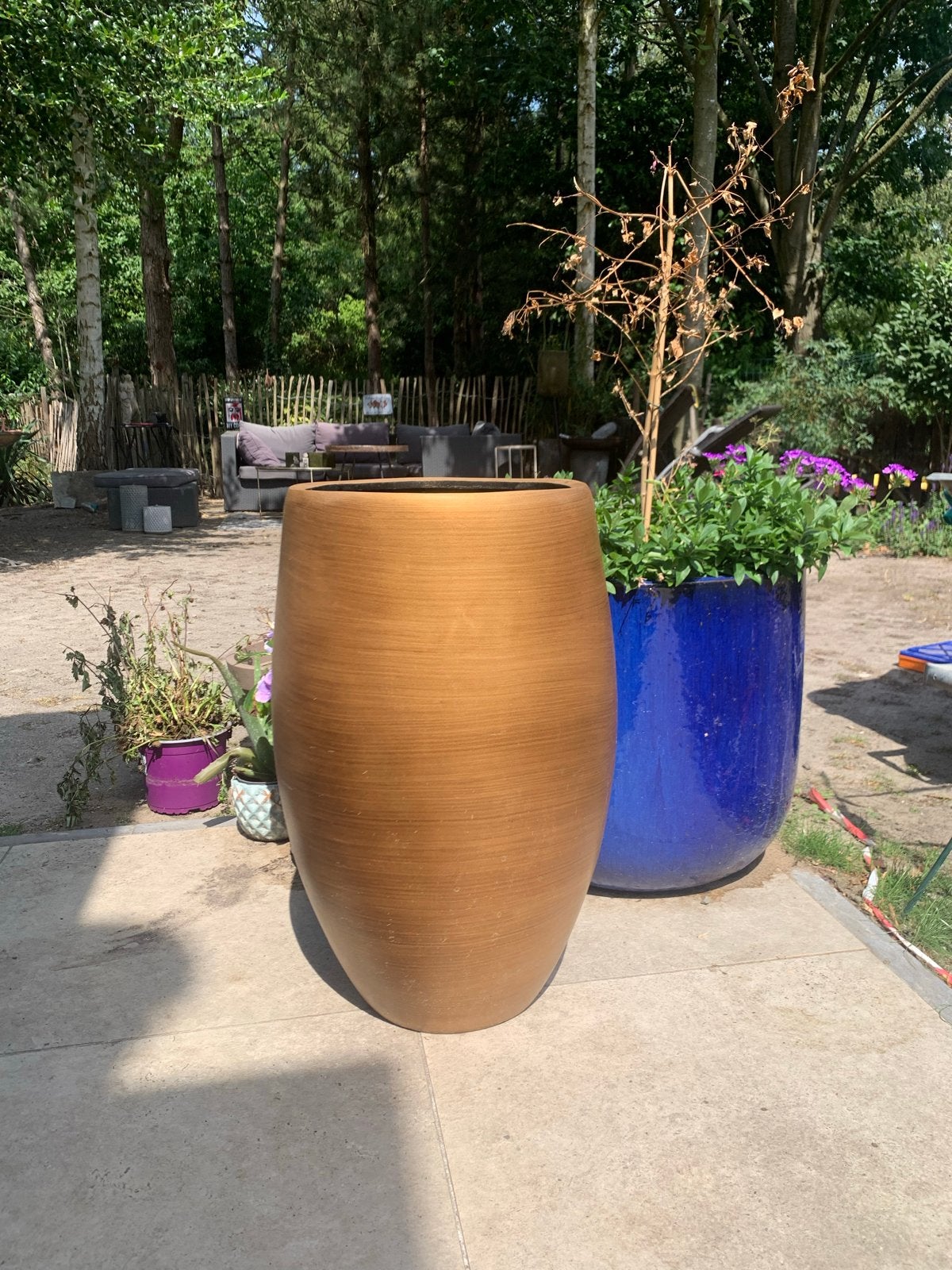 Grote gouden bloempot/plantenbak, Tuin en Terras, Bloempotten, Ophalen, Overige materialen, Gebruikt, Balkon
