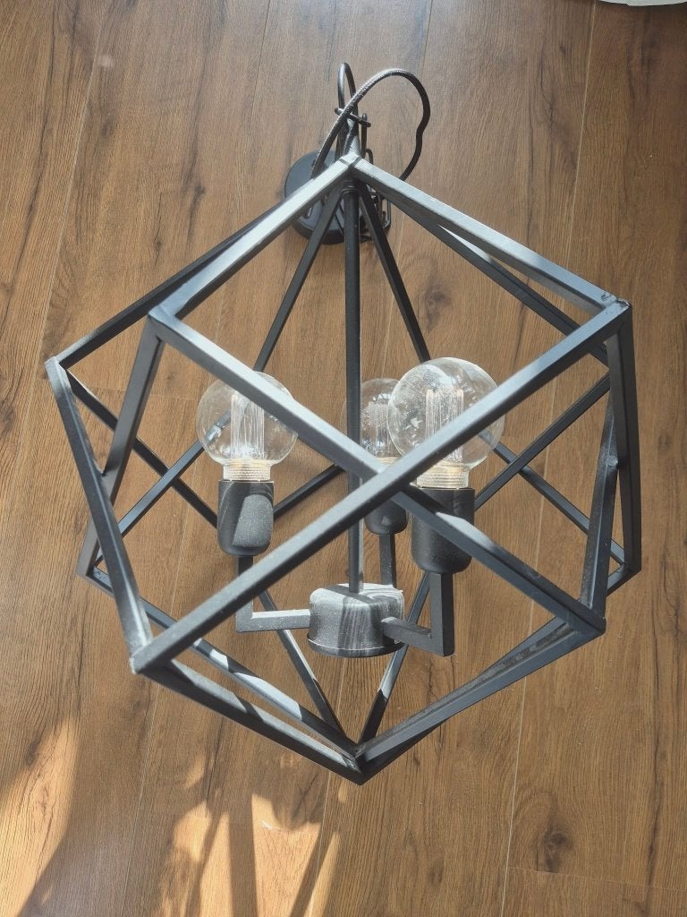 Industriële zwart stalen hanglamp, Ophalen, E27 (groot), Zo goed als nieuw, Metaal