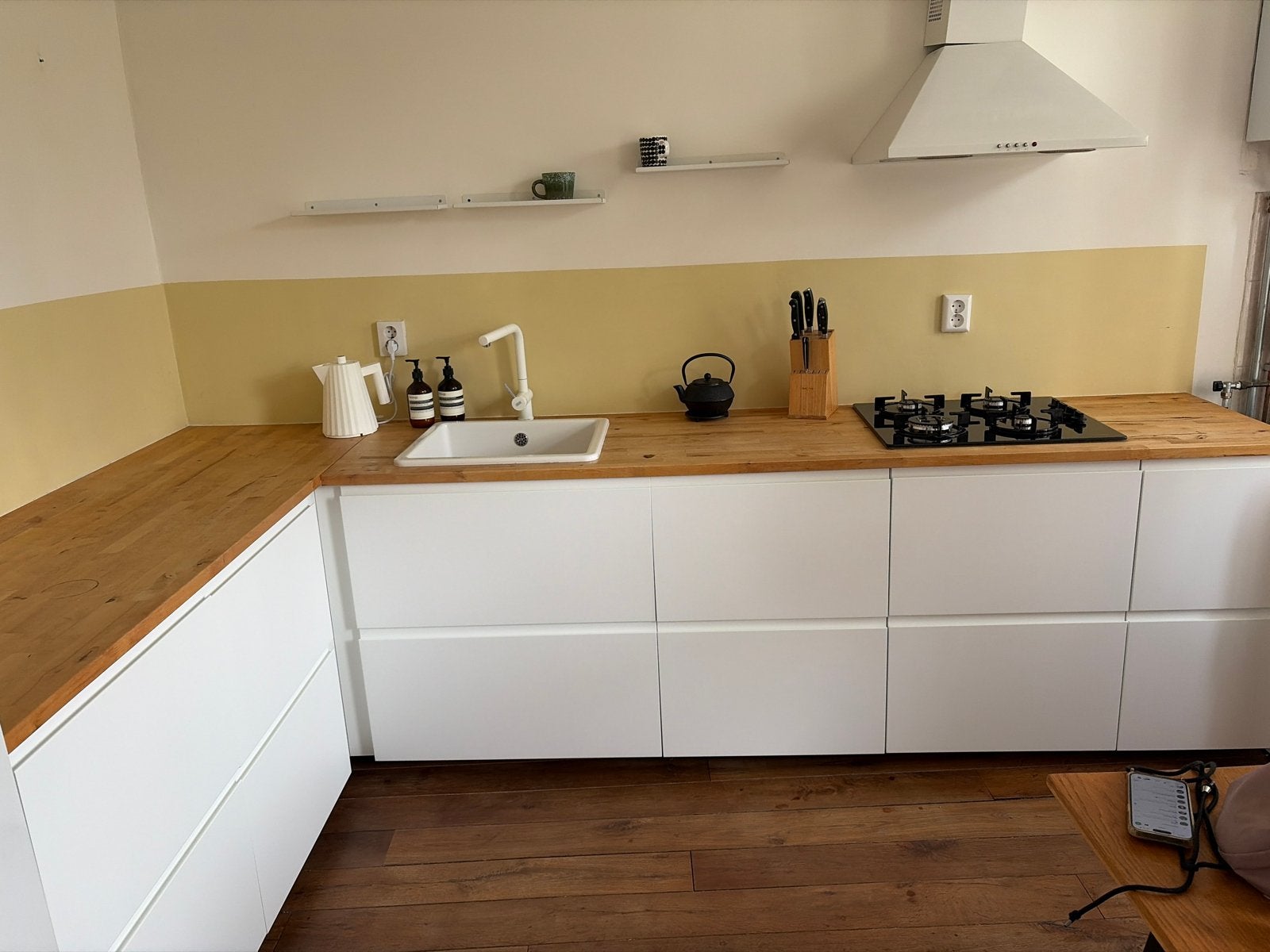 Ikea Method keuken met vaatwasser, gaskookplaat en houten bl, Ophalen, Gebruikt, Wit, Hoekkeuken