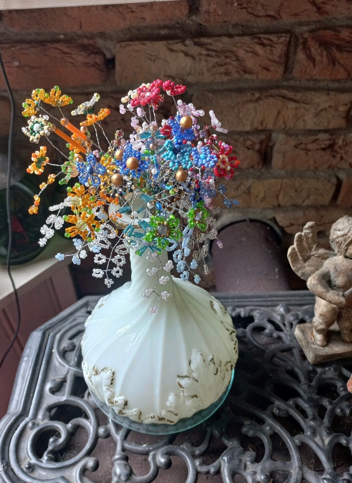 Antieke Victoriaanse opaline decanter met acanthusbladeren, Antiek en Kunst, Ophalen of Verzenden