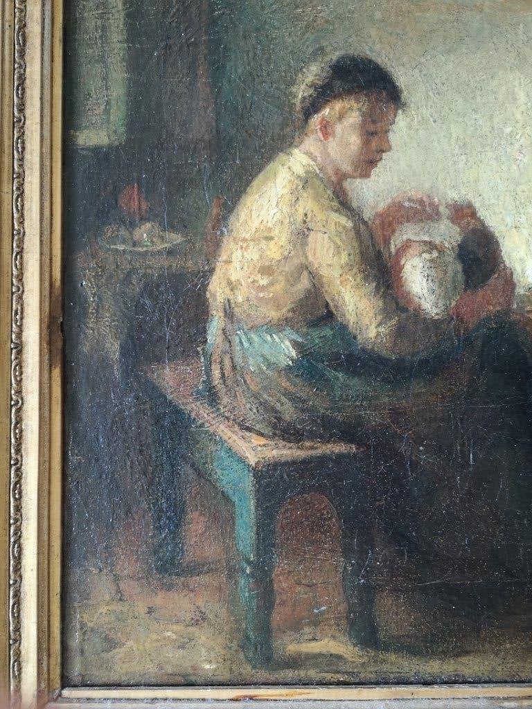 schilderij van Albert Neuhuys, Antiek en Kunst, Ophalen, Doek, Portret of Personen, Impressionistisch