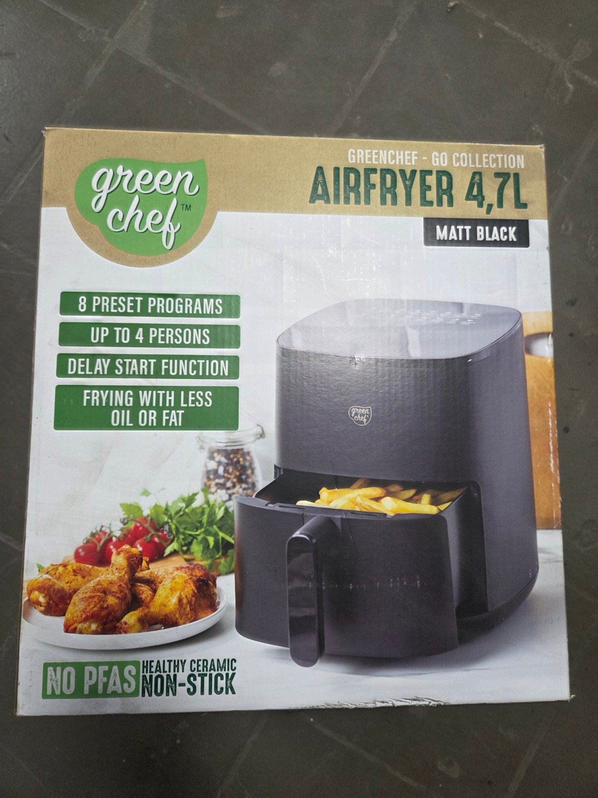 Green Chef Airfryer 4.7L - Matt Zwart, 8 Programma's, Green Chef, Airfryer, Onbekend, Nieuw