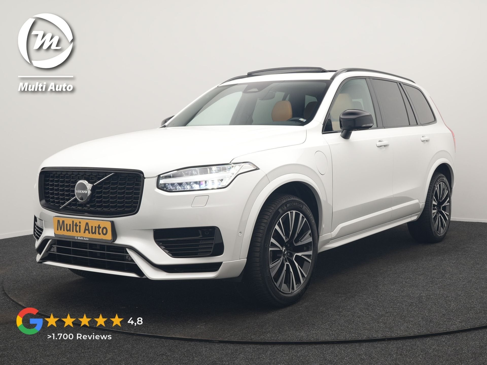 Volvo XC90 T8 AWD Plus Dark 7 Persoons LONG RANGE PHEV 455pk, Gebruikt, 1969 cc, 7 stoelen, Wit