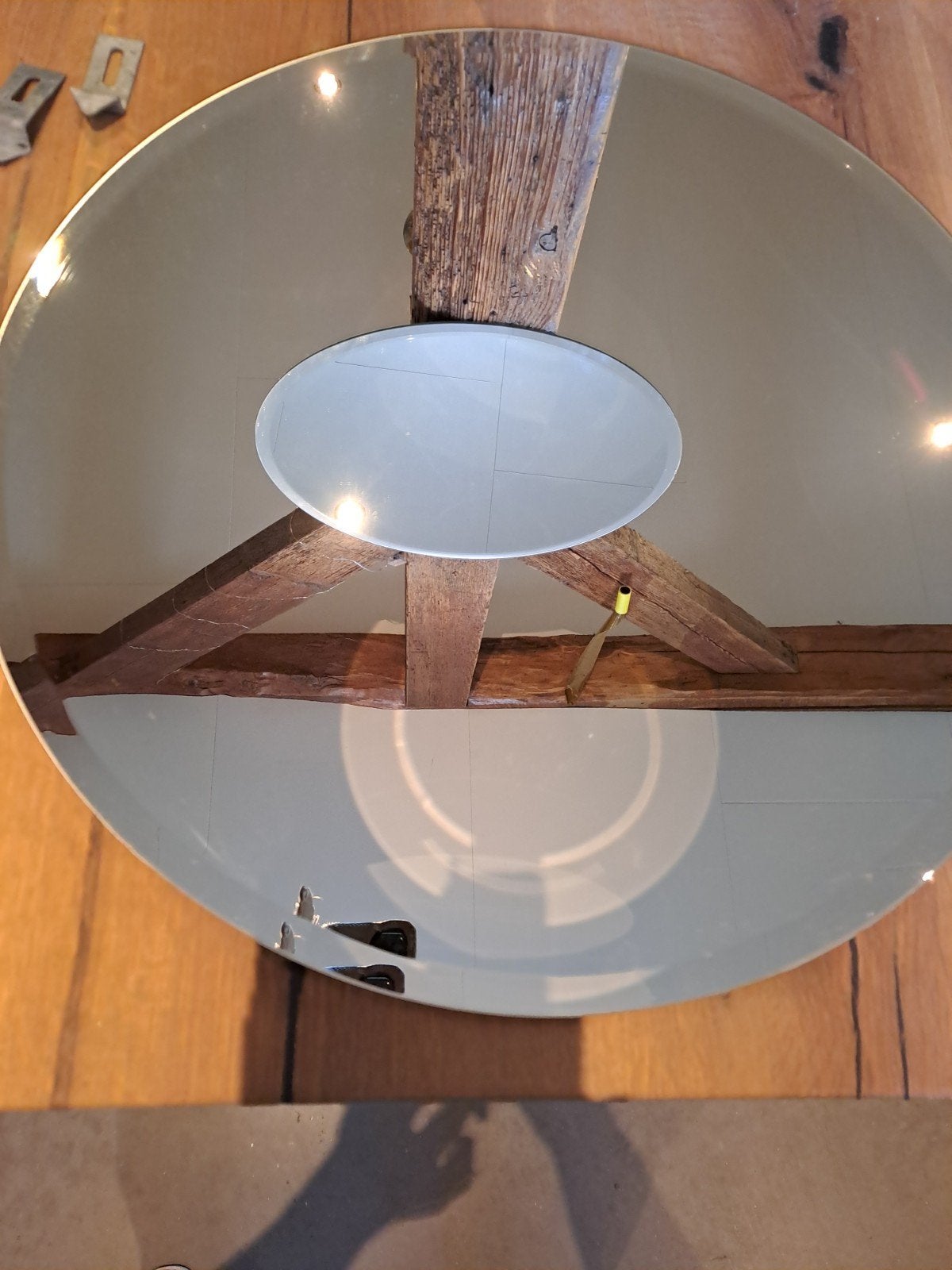 2 Grote ronde spiegels met facetrand 50cm, Huis en Inrichting, Ophalen, Rond, Zo goed als nieuw, Minder dan 100 cm