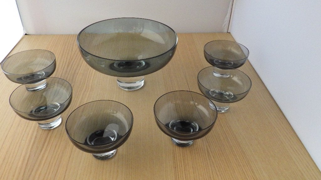 mooie retro bowlschaal en glazen, Ophalen of Verzenden, Overige typen