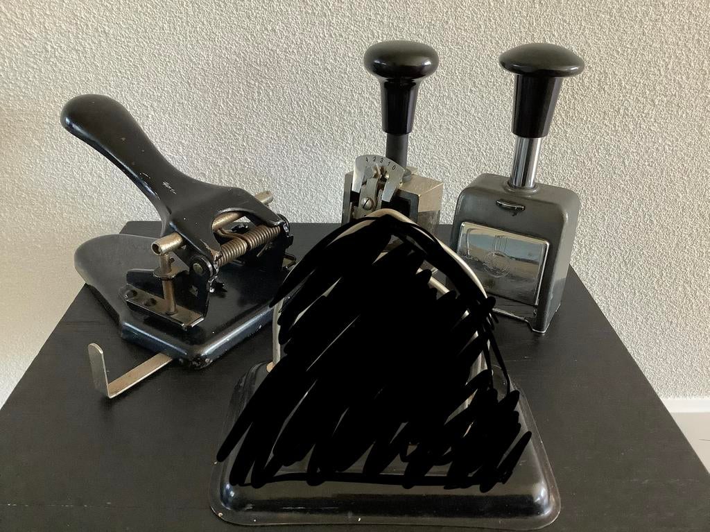 Vintage datumstempel, perforator, Ophalen of Verzenden, Huis en Inrichting