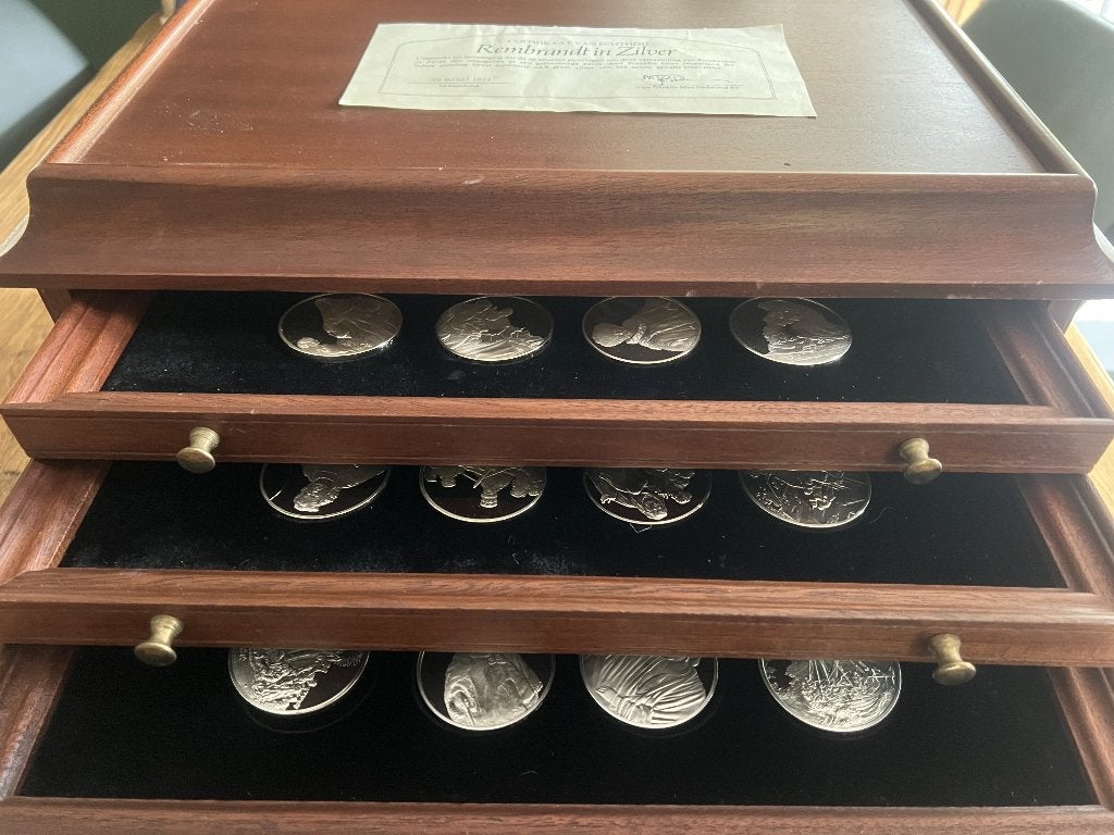 Franklin Mint Rembrandt in Zilver – 50 zilveren penningen, Ophalen, Zilver, Nederland