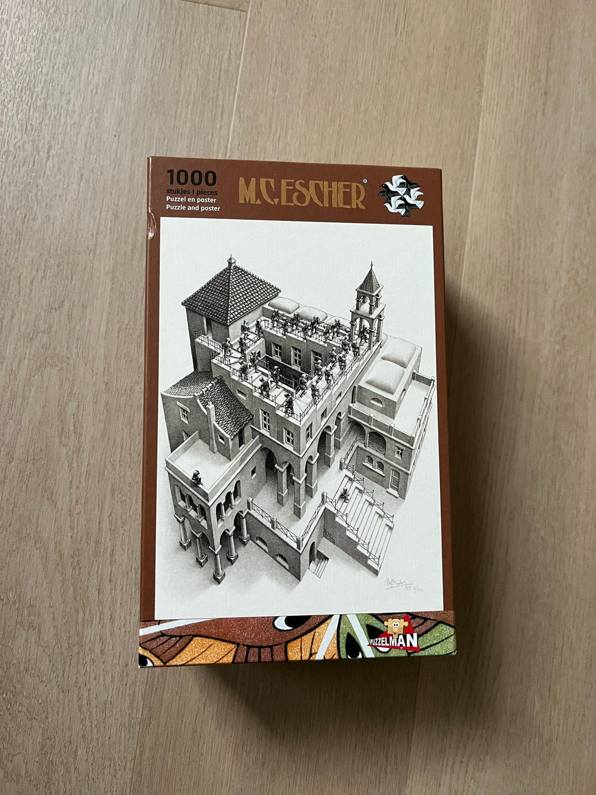 Nieuw! M.C. Escher Klimmen en Dalen Legpuzzel 1000 stukjes, Ophalen of Verzenden, 500 t/m 1500 stukjes, Nieuw, Legpuzzel