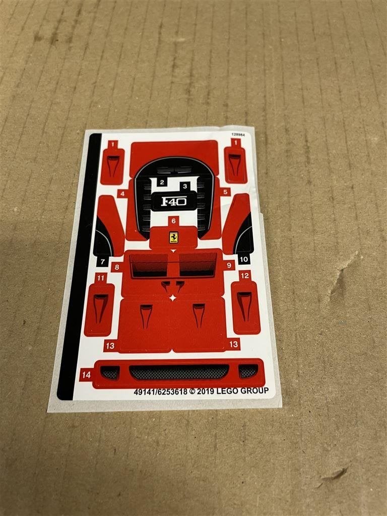 Lego stiker vel voor lego set 75890 ferrari F40, Kinderen en Baby's, Ophalen of Verzenden, Nieuw