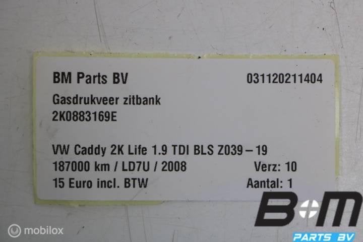 Gasdrukveer zitbank VW Caddy 2K Life 2K0883169E, Gebruikt