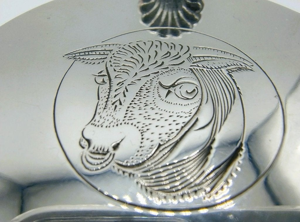 Zilveren mosterdpot met mosterdlepel, E. Barnard, 1977, Antiek en Kunst, Verzenden, Zilver