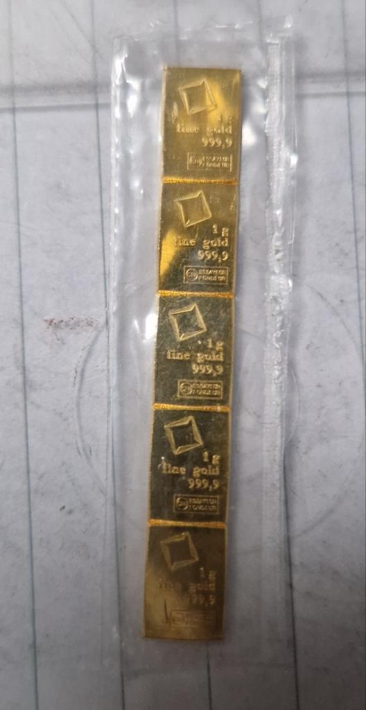 Gouden 1 gram valcambi combi baar, Postzegels en Munten, Edelmetalen en Baren, Goud, Ophalen of Verzenden