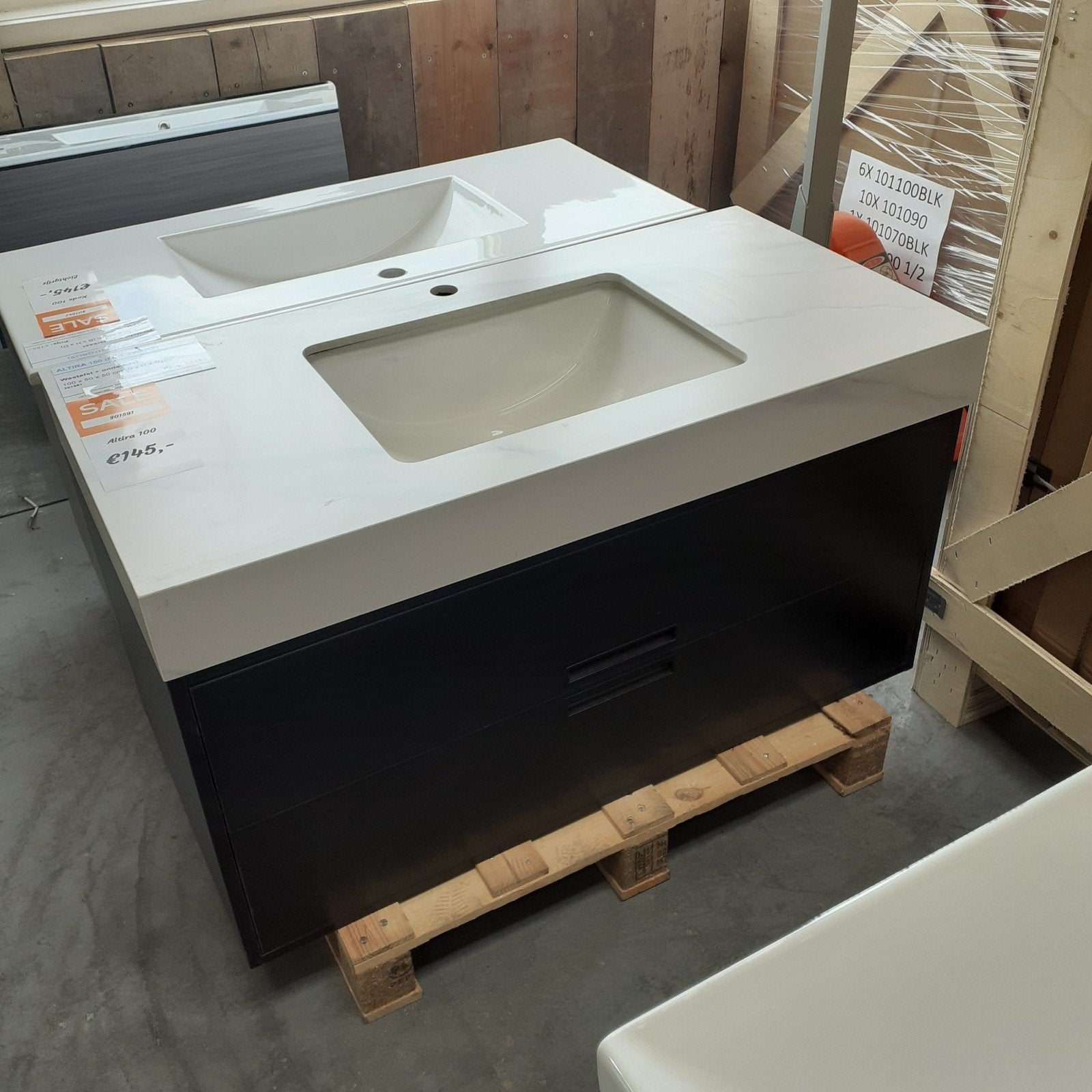 OPRUIMING! Luxe Badmeubel, Wastafel Leisteen, 100cm, Altira, Ophalen of Verzenden, Nieuw, Zwart